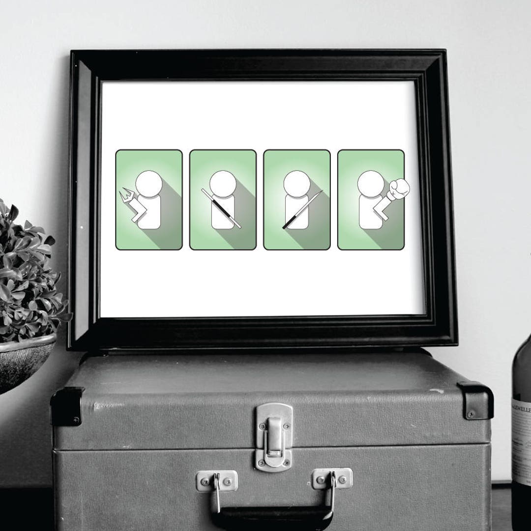 Quadruple Threat Print Vector Art Minimal Minimalistic Art Etsy