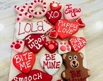 Personalized Valentine Charcuterie Barkcuterie Treat Board Valentines Dog Treats Hearts Love Be Mine Puppy love Dog Gifts Unique Teddy bear