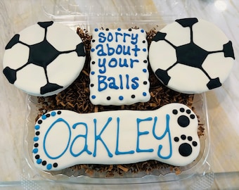 Lo siento por tus BALLS Castrados Que te mejores pronto Caja de golosinas gourmet, Caja de regalo de balones de fútbol personalizada Niño Perro macho Único Siéntete mejor