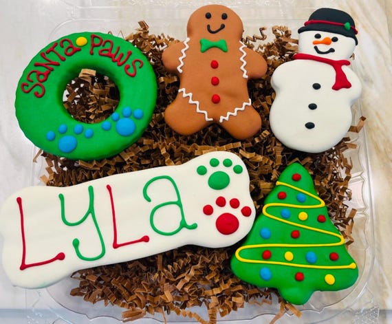 Personalized Custom Christmas Dog Treat Box Gourmet Baked to order, Dog Cookies - Unique Dog Christmas gifts