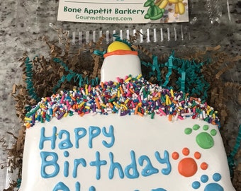 Custom Personalized Gourmet Dog treat Large Birthday cake cookie grain free