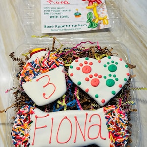 Customized Personalized Dog Treat Box w/ Card -  Custom Birthday Cake Cookie gotcha day cupcake - bones, gotcha day Birthday cakes treats