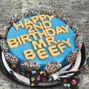 Deluxe CELEBRATION Dog Birthday cakes Bone Happy Birthday Welcome home - Cake - Dog Treats - Sprinkles - Present Gifts gotcha day cake Doggy