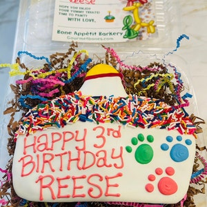 Custom Personalized Gourmet Jumbo Dog Cake Cookie Treat, Large Birthday Happy Gotcha Day, Welcome Home treats, unique dog lovers gift