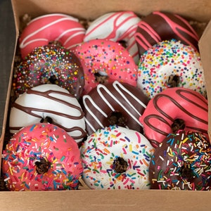 Gourmet Dog, Horse and Cow Donut Treats, You Choose Flavor, baked to order, Oat and Molasses or Peanut butter 12 pack Large