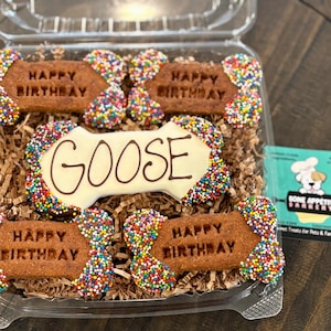 Customized Personalized Happy Birthday Dog Treats Gift Box, Bones, cookies, gifts Peanut butter Unique birthday gift