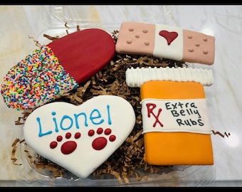 Personalized Custom Get well Soon - Feel Better Dog Treat Gift Box Gourmet Dog Cookies - Dog Gifts
