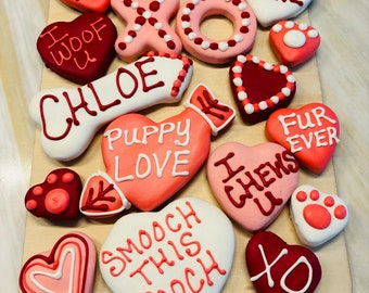 Personalized Valentine Charcuterie Barkcuterie Treat Board Valentines Dog Treats Hearts Love Be Mine Puppy love Dog Gifts Unique