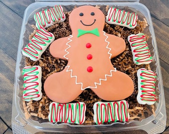 Christmas Dog Treat Box - Large Gingerbread Man and festive bones - Gourmet Baked to order, Dog Cookies - Unique Dog Christmas gifts