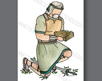 DIGITAL: Moroni Gold Plates -- Book of Mormon art, watercolor, faceless, hand-painted, Christian