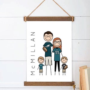 Custom Family Portrait of 2: Strichmännchen Familie (+ Haustiere!). Familiengröße 60cm