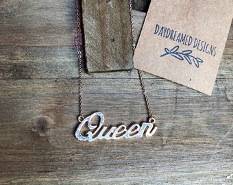 Queen Name Necklace Etsy