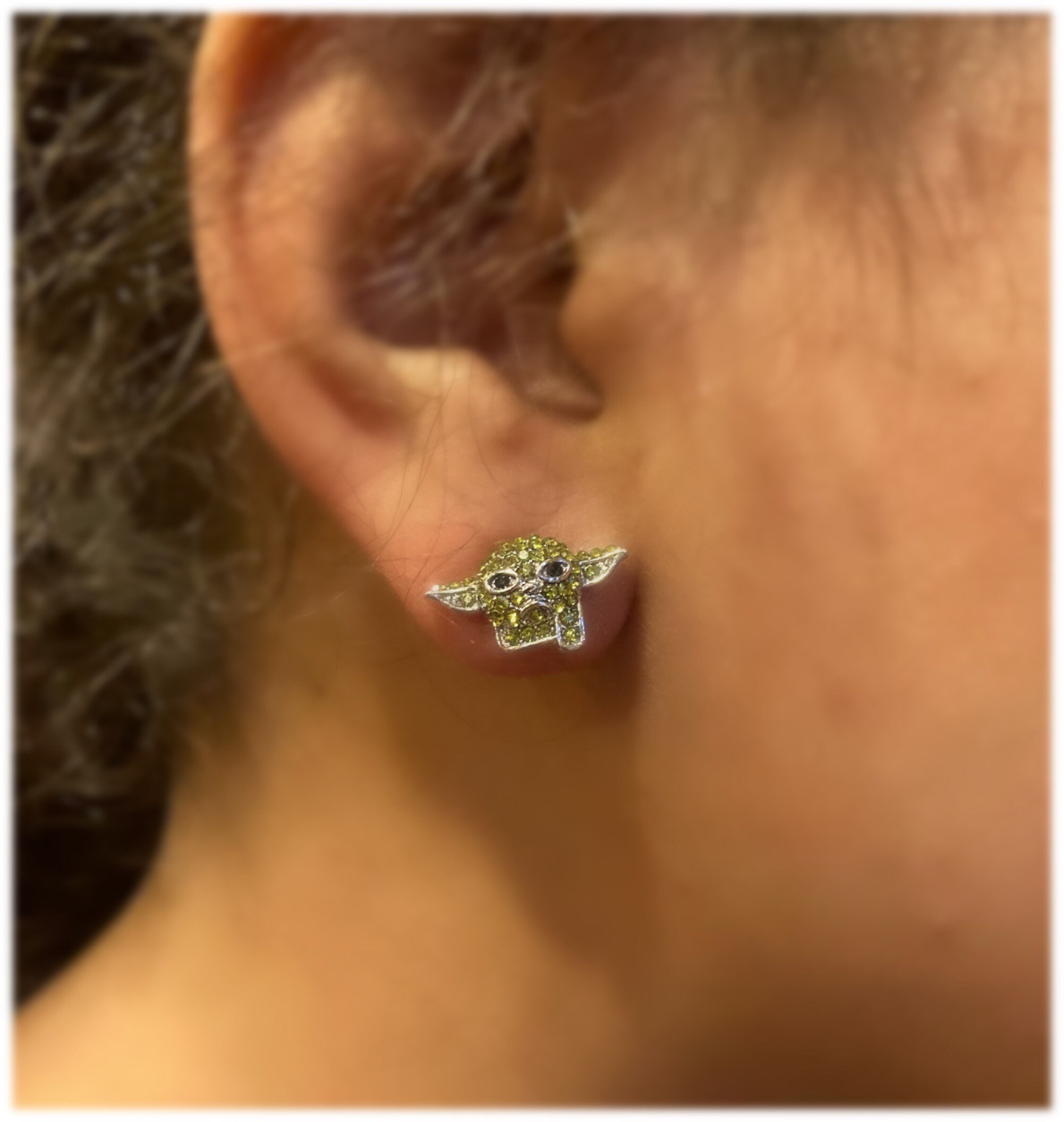 Baby Yoda Rhinestone 12mm Small Stud Earrings Etsy UK