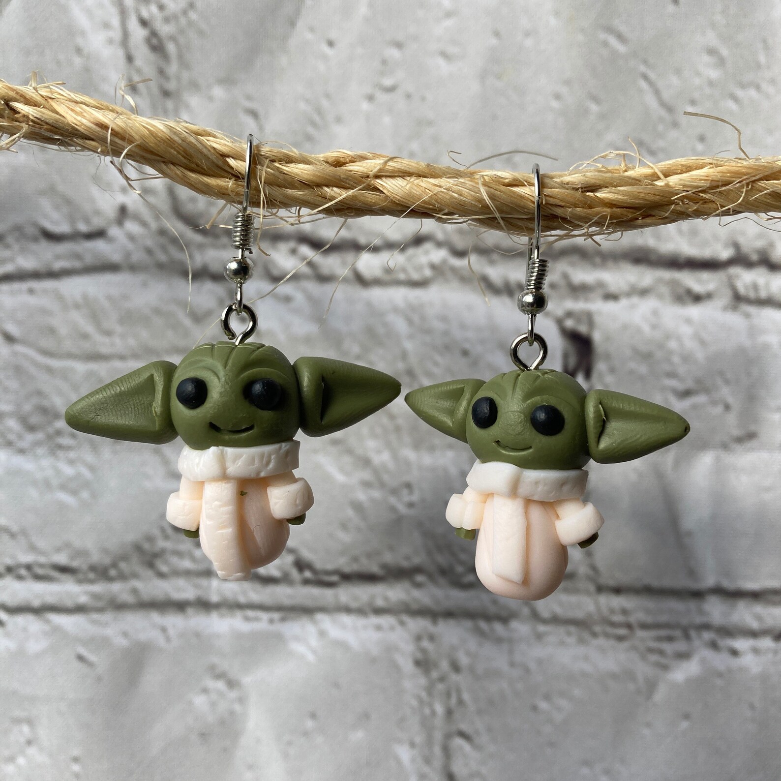 Baby Yoda Polymer Clay Small Lightweight Dangle Earrings Etsy