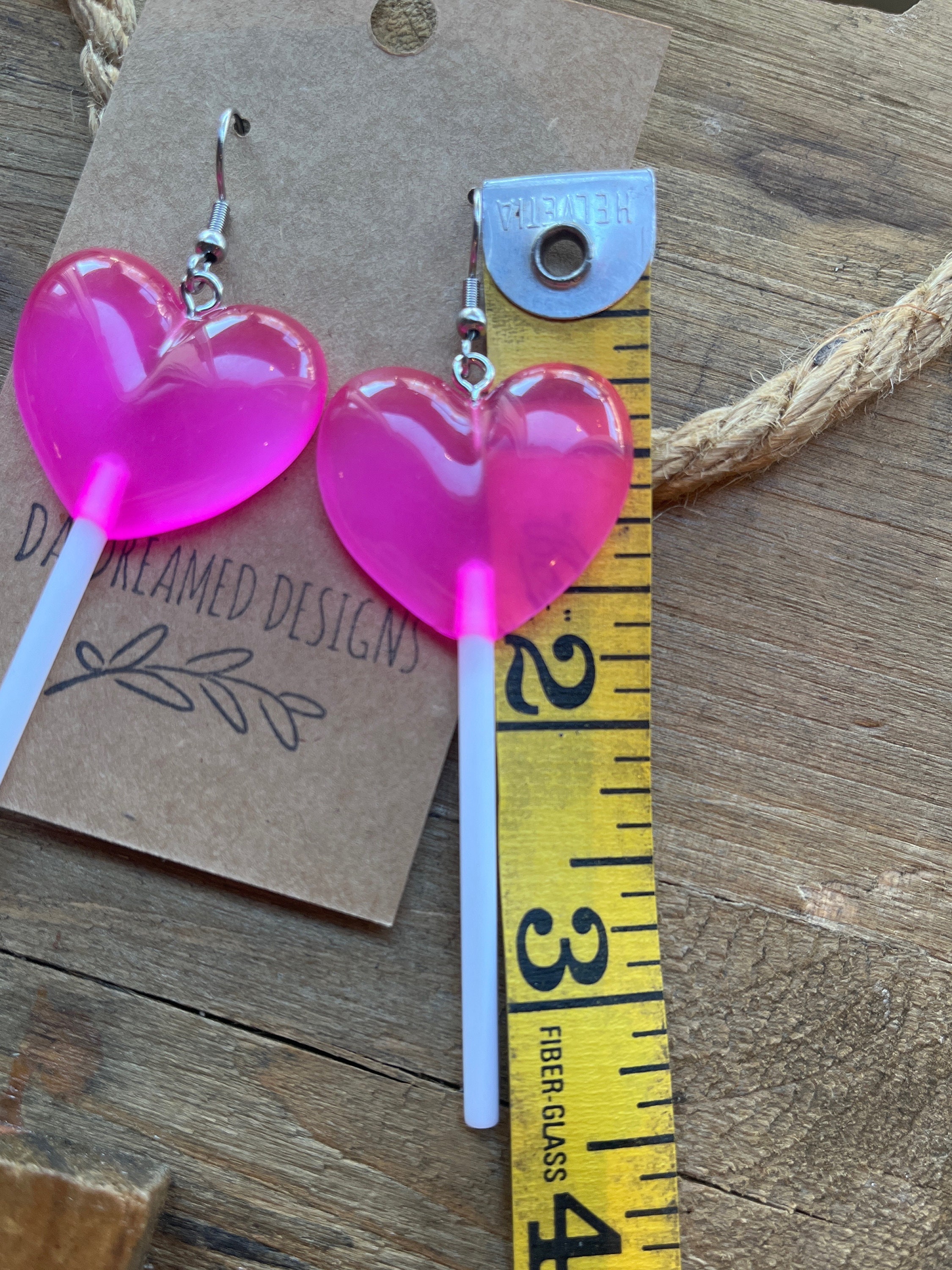 Valentine’s Day Heart Lollipop Earrings, Valentine’s Day Earrings, Valentine’s Day Suckers, Heart Earrings