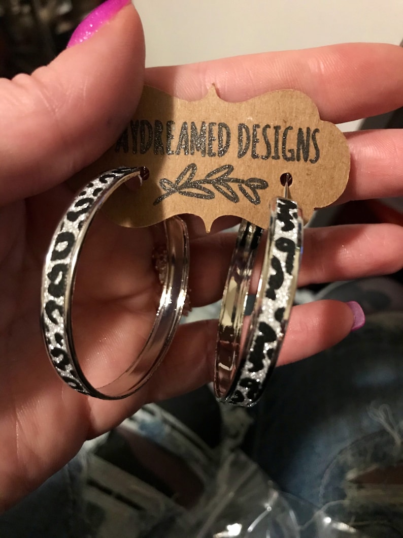 Leopard Print Hoop Earrings, Hoop Earrings, Animal Print, Zebra Print, Ombré Rainbow Hoops, Zebra Print Hoops 