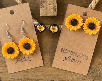 1 Inch Sunflower Stud Earrings, Summer Earrings, Sunflower Earrings, Flower Earrings, Spring Earrings