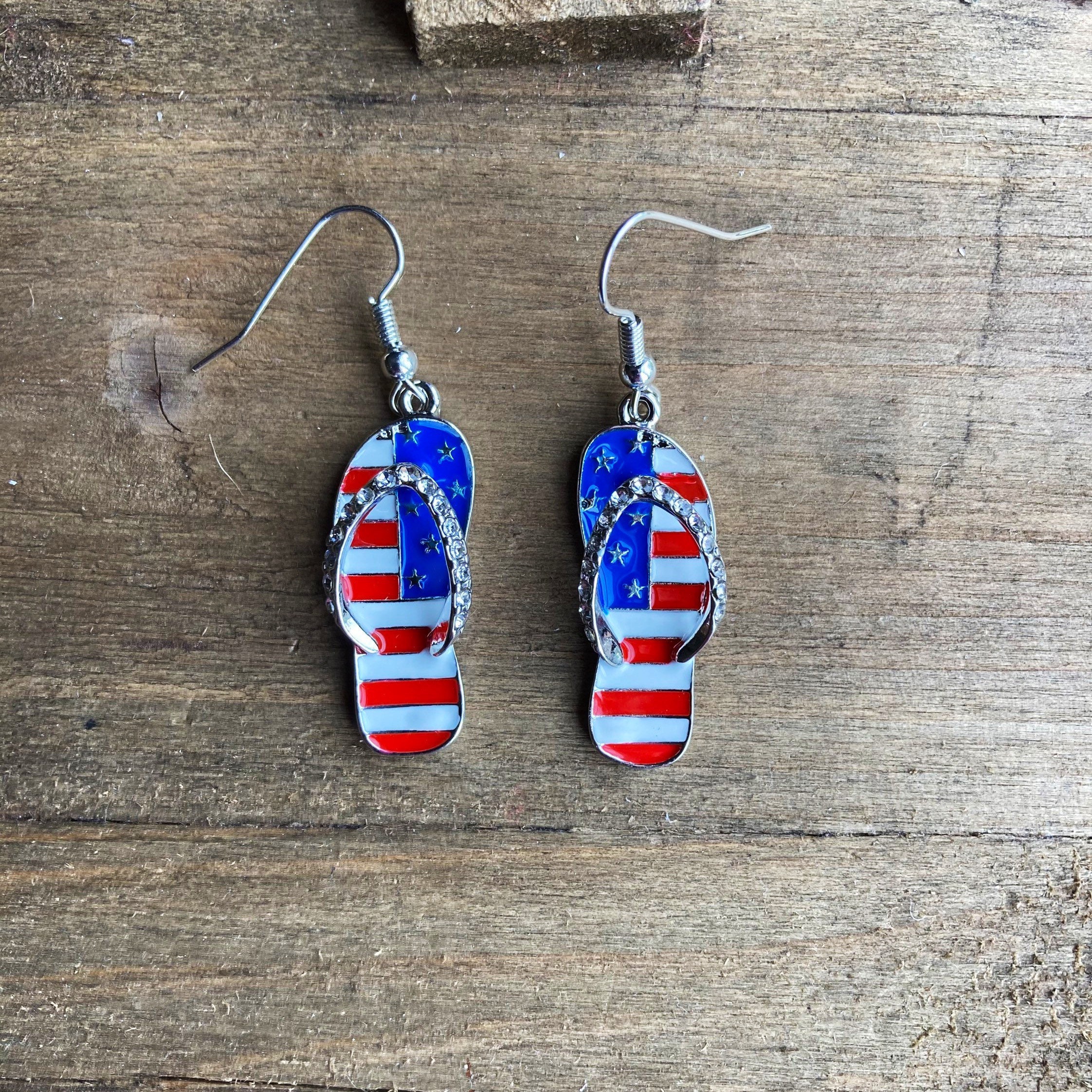 Patriotic USA Flip Flop Earrings Patriotic Earrings Red | Etsy