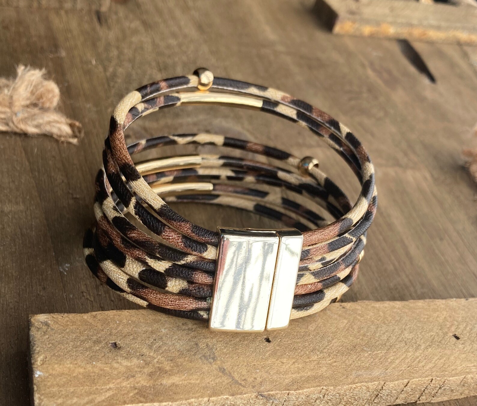 Leopard Print Cuff Bracelet Leopard Stacked Bracelet Etsy