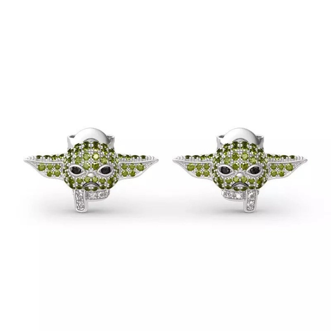 Baby Yoda Rhinestone 12mm Small Stud Earrings Etsy UK