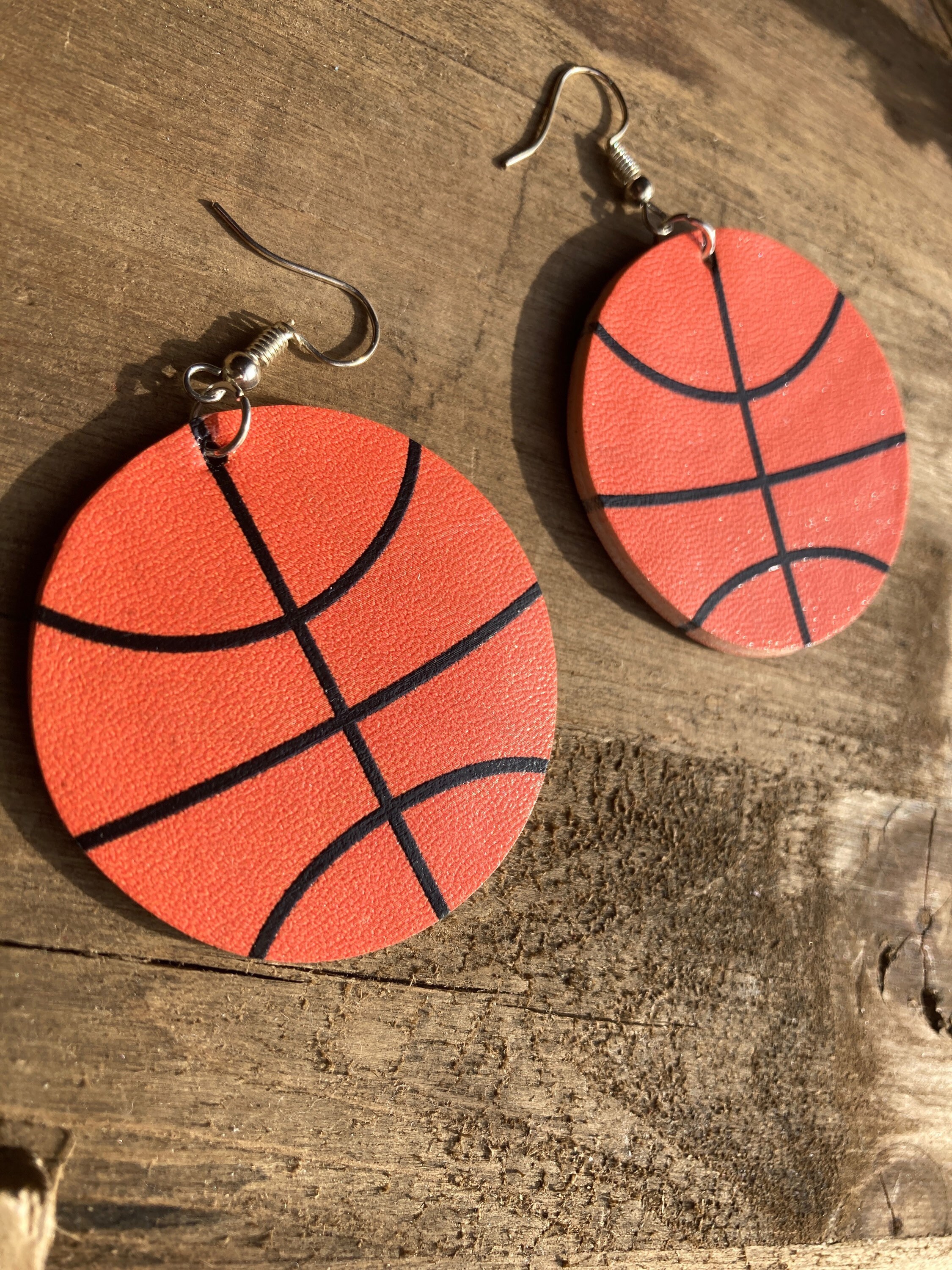 Faux Leather Round Basketball Earrings Basketball Earrings Etsy UK