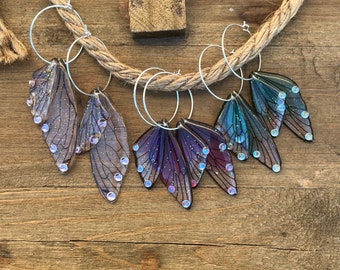 Resin Butterfly Wing Hoop Earrings, Resin Fairy Wing Earrings, Butterfly Earrings, Butterfly Wing Earrings, Fairy Wing Earrings