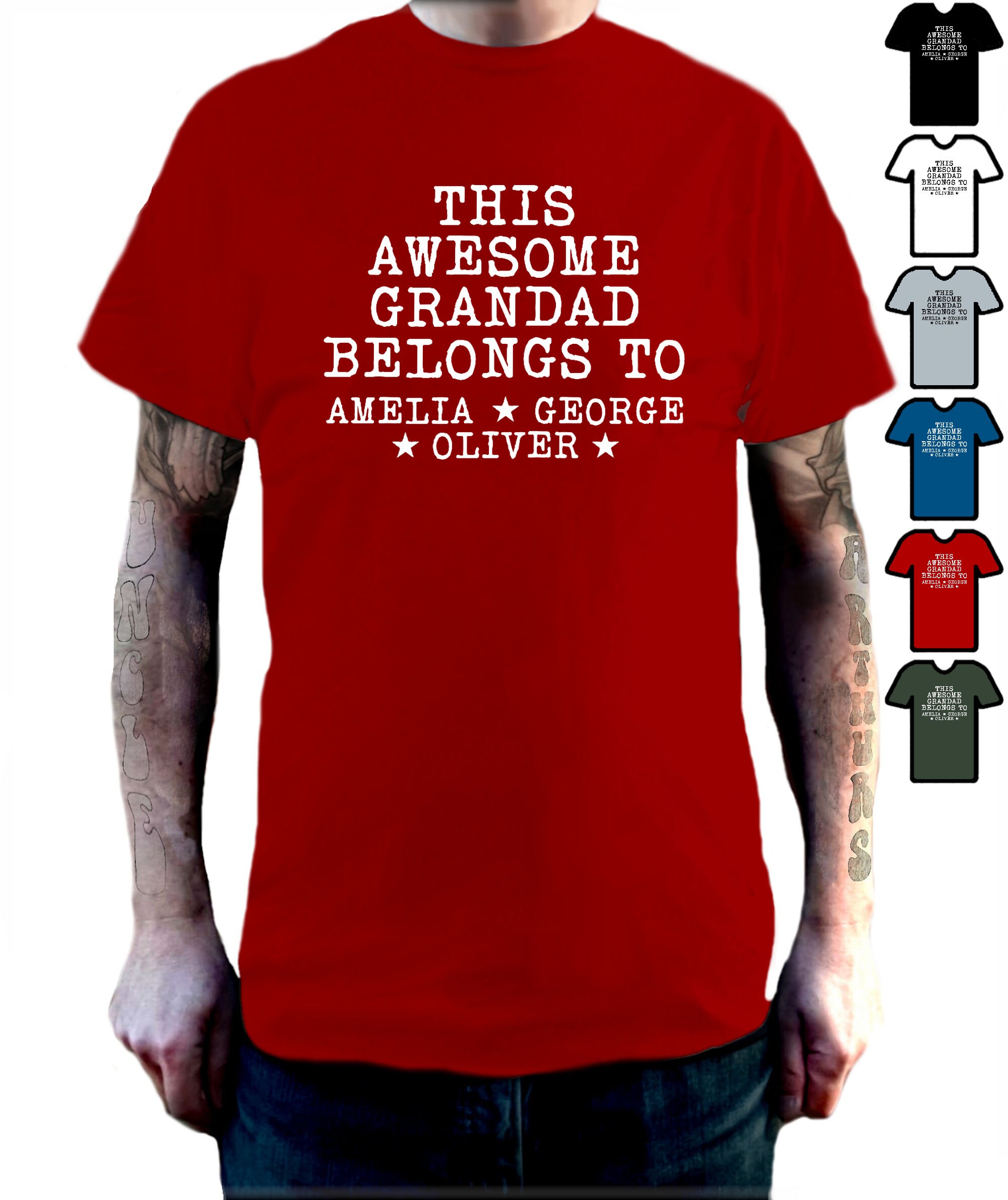 T-Shirt Nonno Divertente Personalizzabile – 100% Cotone, Stampata In Italia, Vestibilità Regolare, Idea Regalo Festa Dei Nonni Con Nome Nipoti
