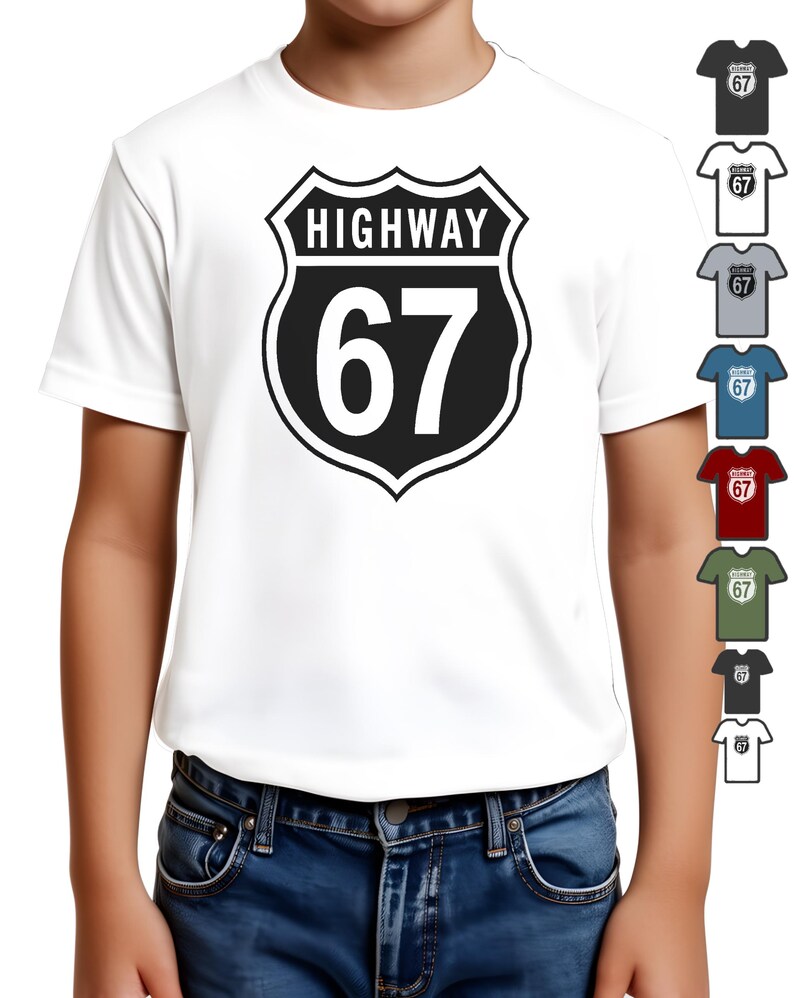 Highway 67 T-Shirt – Funny 6 7 Trend Top for Kids and Teens – 67 Meme T Shirt Viral Tee T Shirt Tee Shirt Tshirt Teenager Six Seven Slogan Kids White