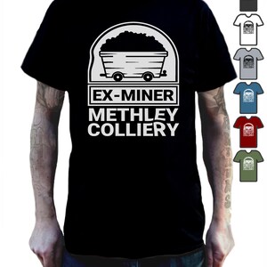Miners T-shirt Personalised Mining Colliery Name to T Shirt Coal Mining Ex Miner Pit Colliery & mine closures. Retirement Gift For Men
