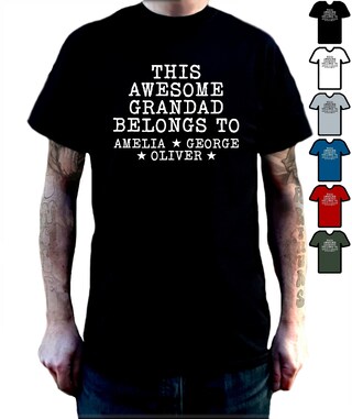 T-Shirt Nonno Divertente Personalizzabile – 100% Cotone, Stampata In Italia, Vestibilità Regolare, Idea Regalo Festa Dei Nonni Con Nome Nipoti