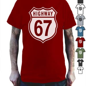 Highway 67 T-Shirt – Funny 6 7 Trend Top for Kids and Teens – 67 Meme T Shirt Viral Tee T Shirt Tee Shirt Tshirt Teenager Six Seven Slogan Red