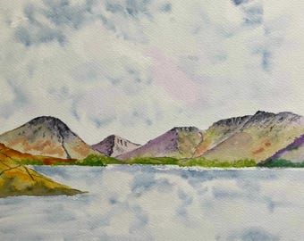 Wastwater Lake District: Original Watercolour Mountain Landscape