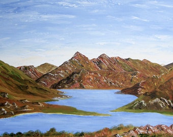 Knoydart original oil painting, framed wall art, Scottish highlands gift, Mountain Landscape art, Loch Nevis view, Sgurr na Ciche gift