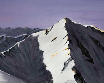 Carn Mor Dearg Arete, Ben Nevis, Scottish Highlands, panoramic original acrylic painting, mountain landscape art, climbers gift