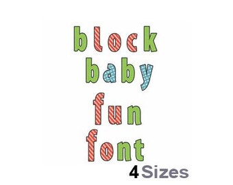 Block Baby Fun Font Machine Embroidery Font, Embroidery Alphabet, Embroidery Design, Embroidery Patterns, Embroidery Files, Instant Download