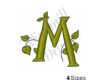 Leafy Vine Letter M Machine Embroidery Font, Embroidery Alphabet, Embroidery Designs, Embroidery Patterns, Embroidery File, Instant Download