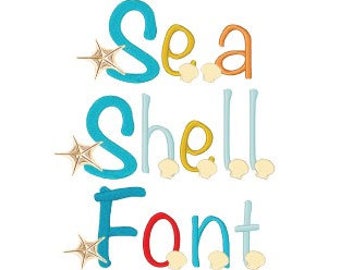 Seashell - Machine Embroidery Font, Embroidery Alphabet, Embroidery Designs, Embroidery Patterns, Embroidery Files, Instant Download