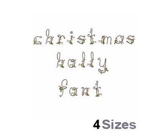 Christmas Holly - Machine Embroidery Font, Embroidery Alphabet, Embroidery Patterns, Embroidery Files, Instant Download, Embrilliance