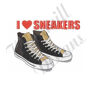 I Love Sneakers - Machine Embroidery Design, Embroidery Designs, Machine Embroidery, Embroidery Patterns, Embroidery Files, Instant Download