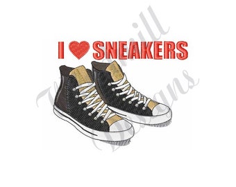 Me encantan las zapatillas de deporte - Diseño de bordado a máquina, Diseños de bordado, Bordado a máquina, Patrones de bordado, Archivos de bordado, Descarga instantánea