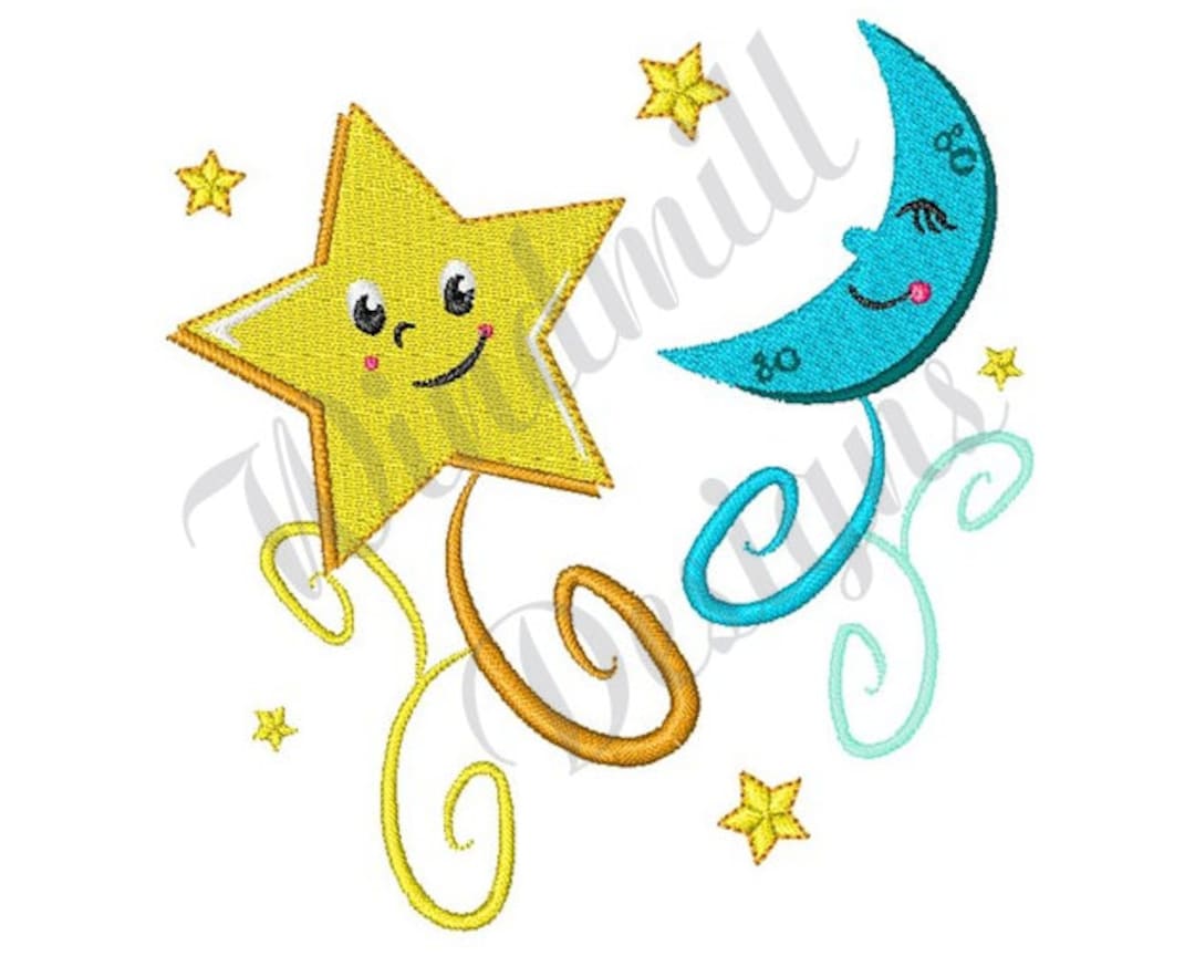 Twinkle Star and Moon - Machine Embroidery Design, Embroidery Designs ...