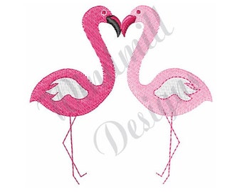 Flamingo Machine Embroidery Design Pink Flamingo Embroidery Pattern Exotic Green Leaves Embroidery Design Palm Leaf Embroidery Design