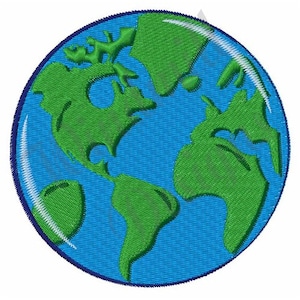 Planet Earth Globe Machine Embroidery Design, Embroidery Designs, Machine Embroidery, Embroidery Patterns, Embroidery File, Instant Download
