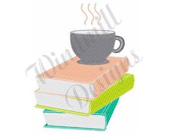 Coffee & Books - Machine Embroidery Design, Embroidery Designs, Machine Embroidery, Embroidery Patterns, Embroidery Files, Instant Download