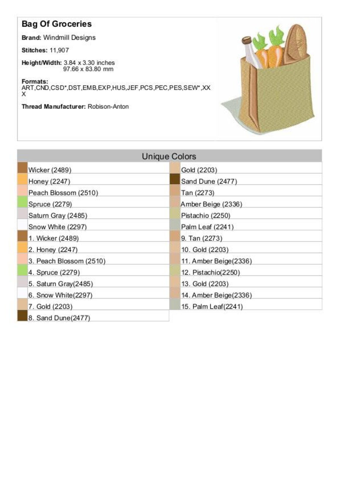 Grocery Bag Machine Embroidery Design Embroidery Designs Etsy