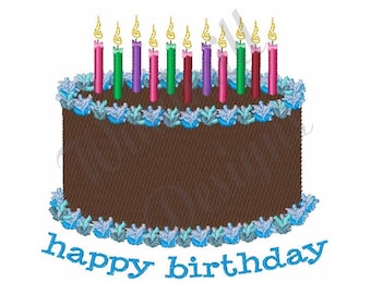 Happy Birthday Cake Machine Embroidery Design, Embroidery Designs, Machine Embroidery, Embroidery Pattern, Embroidery File, Instant Download