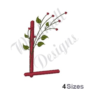 Holiday Holly Letter L - Desenho de bordado à máquina, Desenhos de bordado, Bordado à máquina, Padrões e arquivos de bordado, Download instantâneo