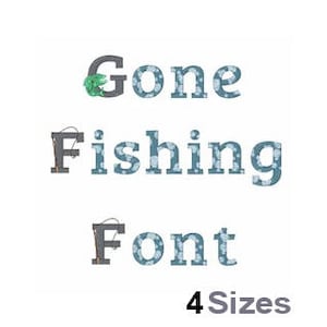 Gone Fishing Machine Embroidery Font Instant Download Embroidery Alphabet BX Font