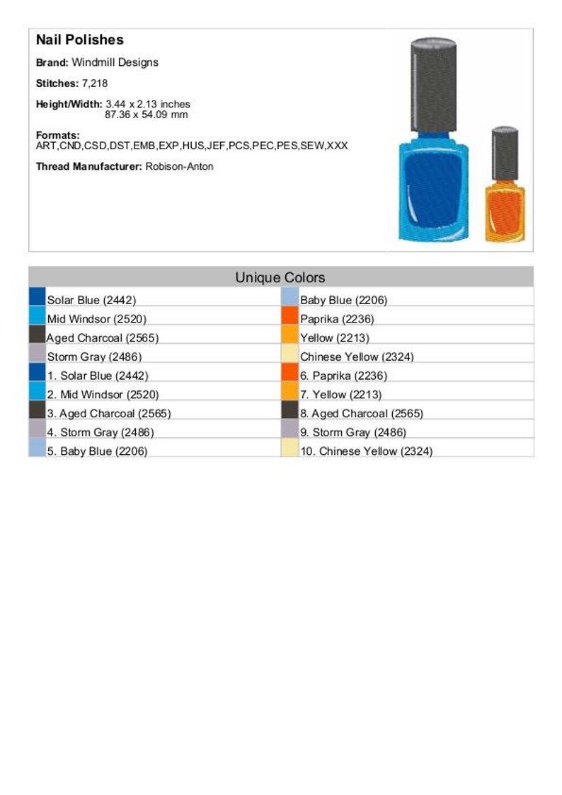 Nail Polish Bottles Machine Embroidery Design Embroidery Etsy