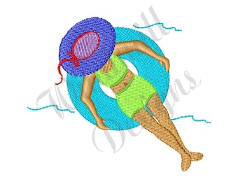 Lazy River Innertube in Water - Machine Embroidery Design
